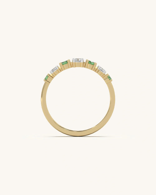 Green Diamond Band Ring