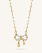 Gold Plated Silver Bow Pendant