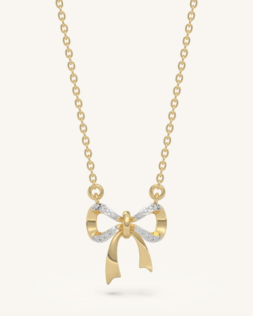 Gold Plated Silver Bow Pendant