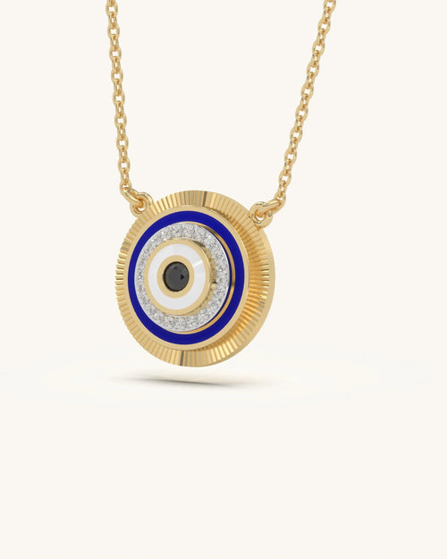 Radiant Round Evil Eye Pendant Necklace