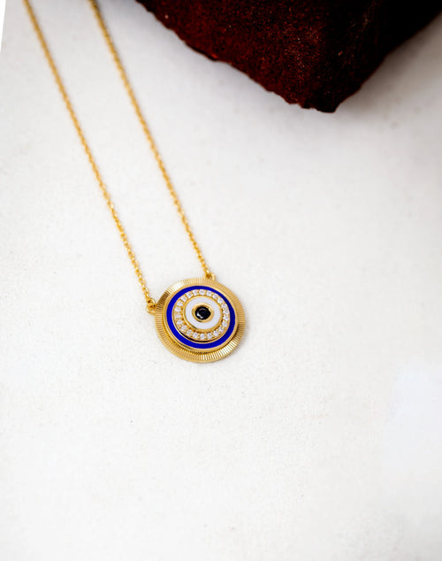 Radiant Round Evil Eye Pendant Necklace