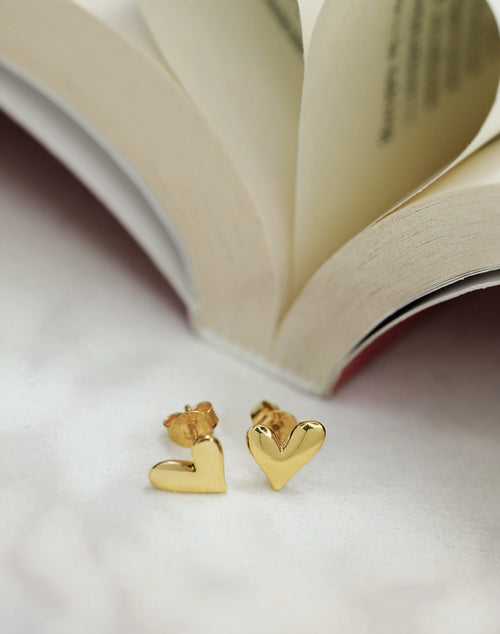 Gold Plated Silver Heart Studs