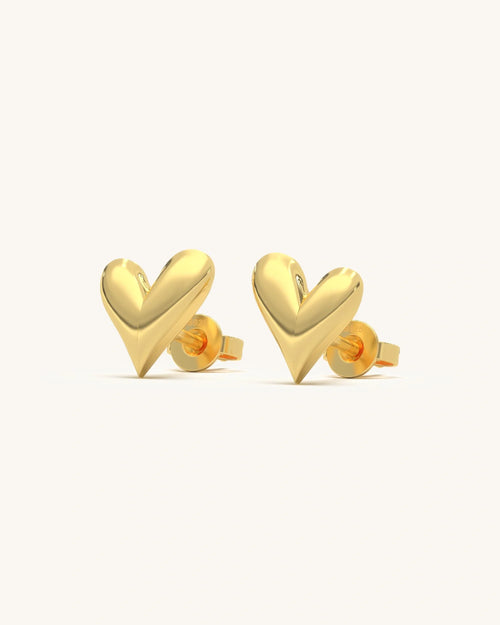 Gold Plated Silver Heart Studs