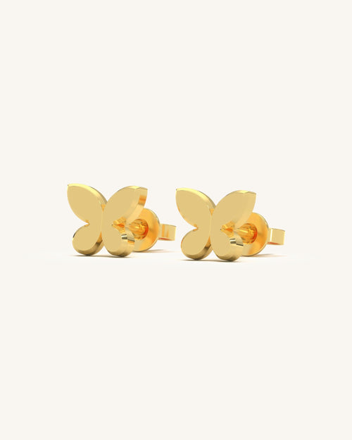 Mini Gold Plated 925 Silver Butterfly Studs