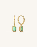 Emerald Charm Hoops
