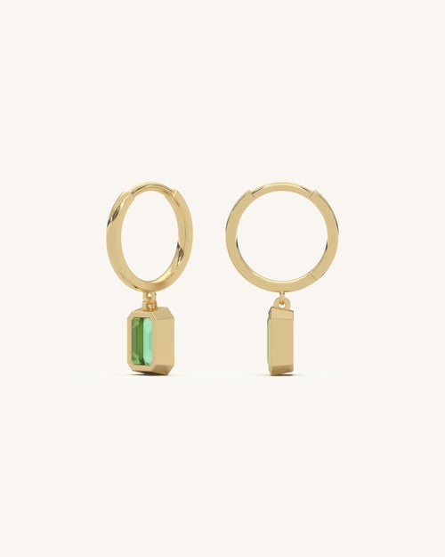Emerald Charm Hoops