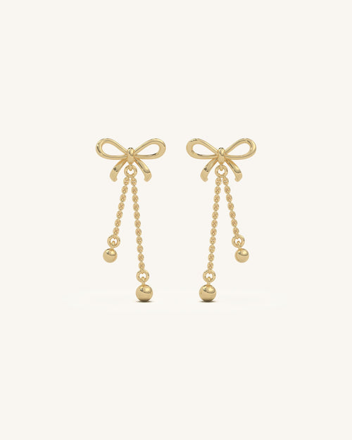 Long Bow Drop Earrings