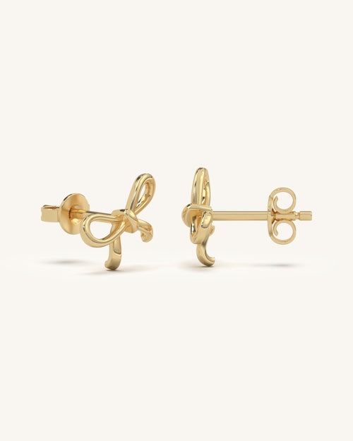 Curved Bow Drop Earrings