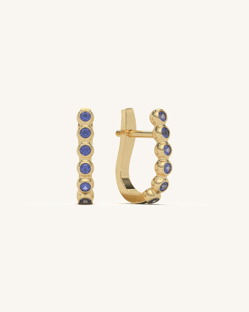Blue Stones Hoop Earrings