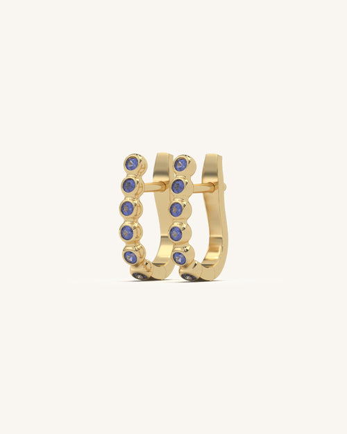 Blue Stones Hoop Earrings