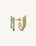 Double Row Green Earrings