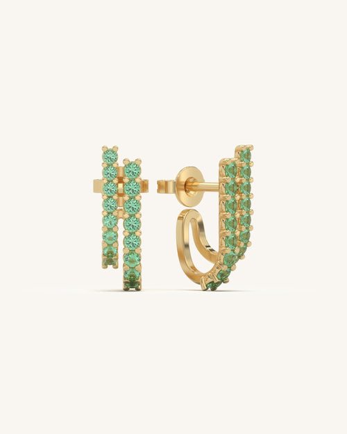 Double Row Green Earrings