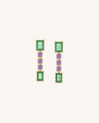 Green Pink Linear Earrings