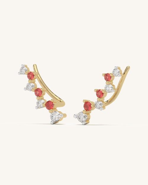 Red White Climber Earrings