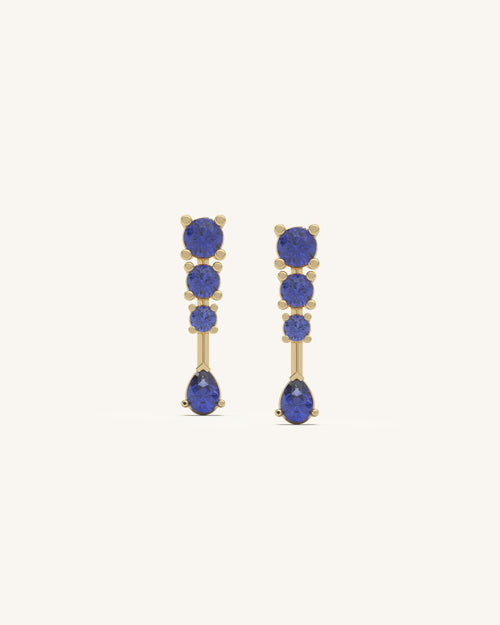 Blue Drop Line Earrings
