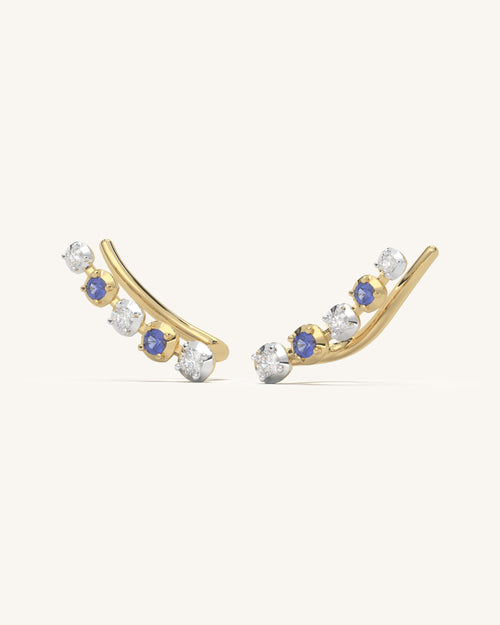 Blue White Climber Earrings