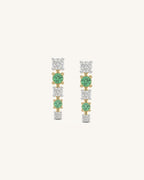 Green White Line Earrings