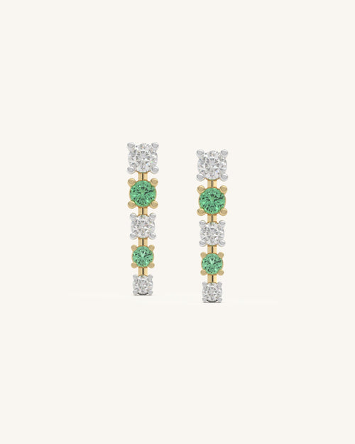 Green White Line Earrings