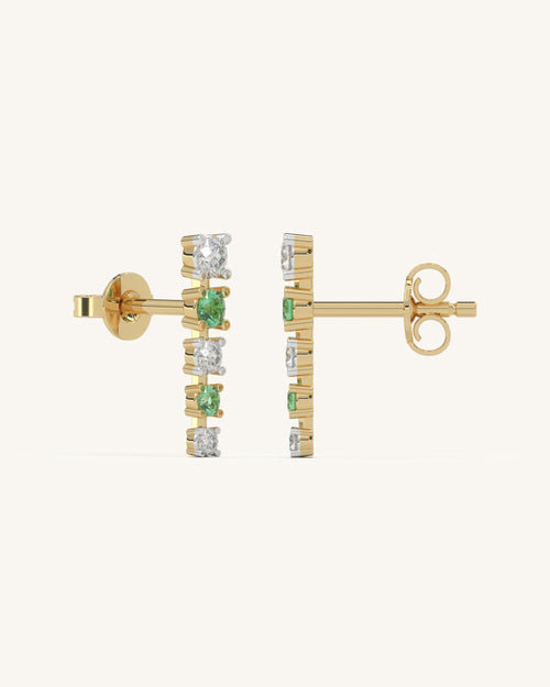 Green White Line Earrings