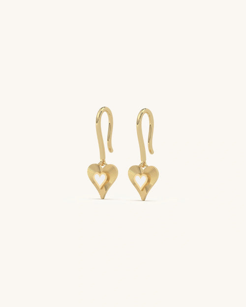 White Heart Earrings