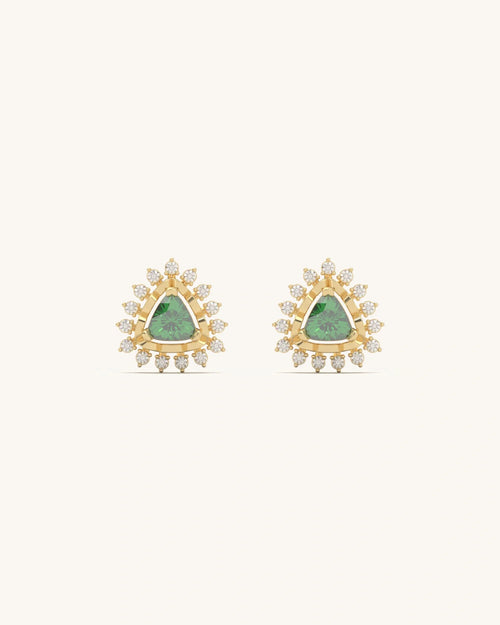 Emerald Starburst Crown Studs
