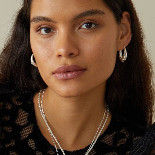Recycled Silver Lucky Horseshoe Hoop Earrings