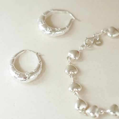 Recycled Silver Lucky Horseshoe Hoop Earrings
