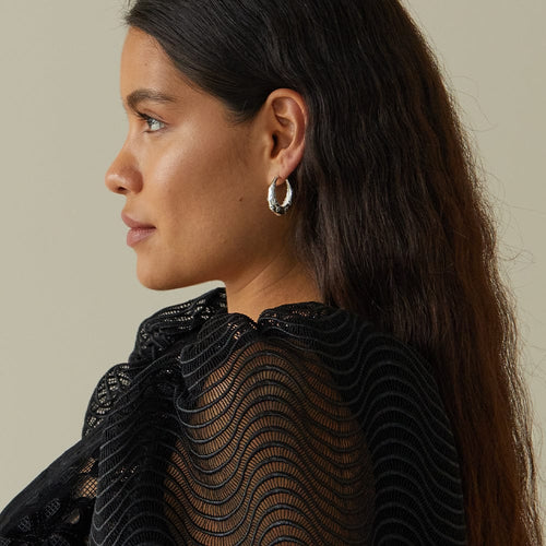 Recycled Silver Lucky Horseshoe Hoop Earrings