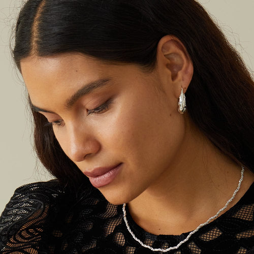 Recycled Silver Lucky Horseshoe Hoop Earrings