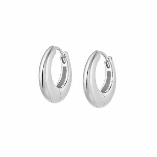 Recycled Silver Midi Dome Hoop Earrings