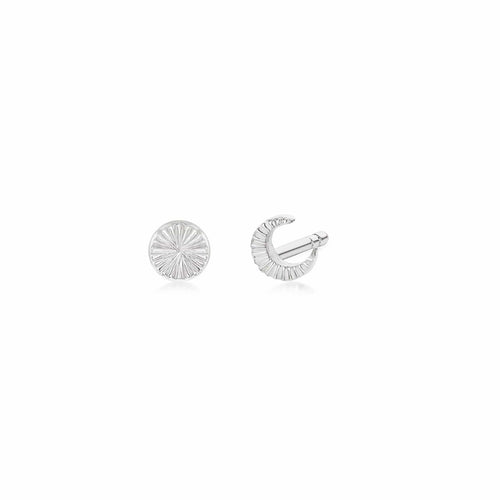 Recycled Silver Moon Phase Stud Earrings