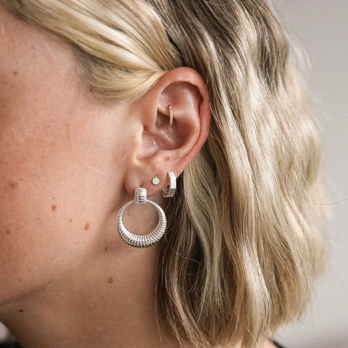 Recycled Silver Moon Phase Stud Earrings