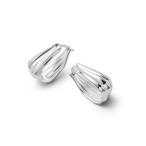 Recycled Silver Organic Creole Hoop Earrings