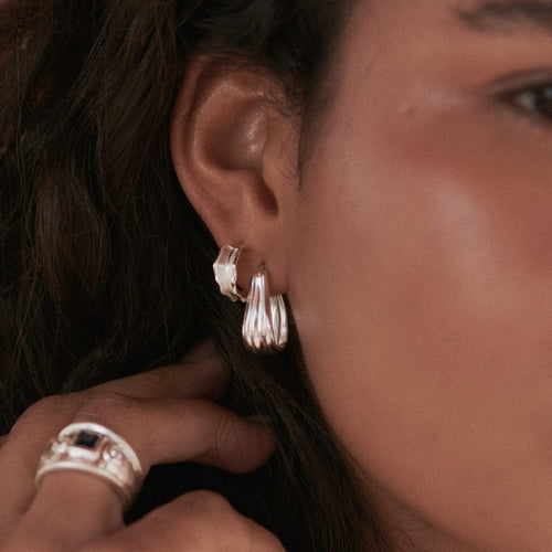 Recycled Silver Organic Creole Hoop Earrings