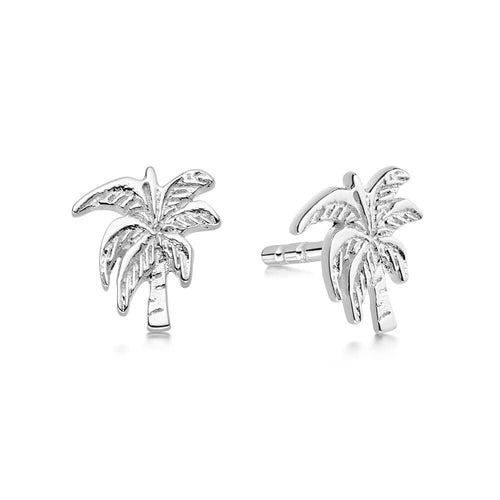 Recycled Silver Palm Tree Stud Earrings