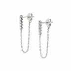 Recycled Silver Rope and Chain Drop Earrings