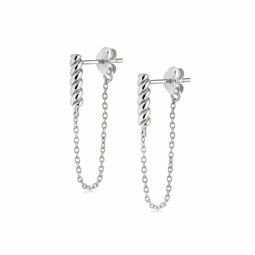 Recycled Silver Rope and Chain Drop Earrings