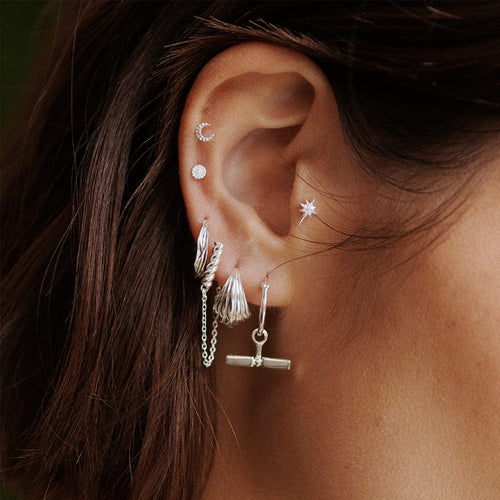 Recycled Silver Rope and Chain Drop Earrings