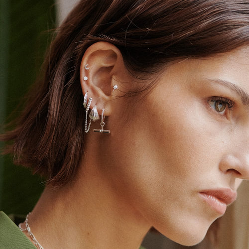 Recycled Silver Rope and Chain Drop Earrings