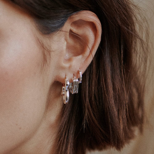 Recycled Silver Sisterhood Hoop Earrings