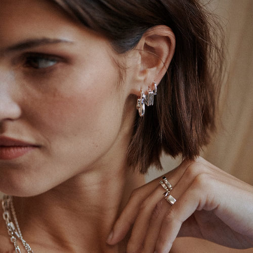 Recycled Silver Sisterhood Hoop Earrings
