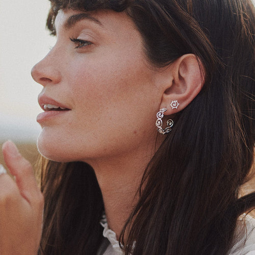 Recycled Silver Spiral Sun Stud Earrings