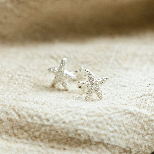 Recycled Silver Starfish Stud Earrings