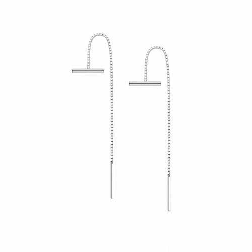 Recycled Silver T Bar Box Chain Earrings