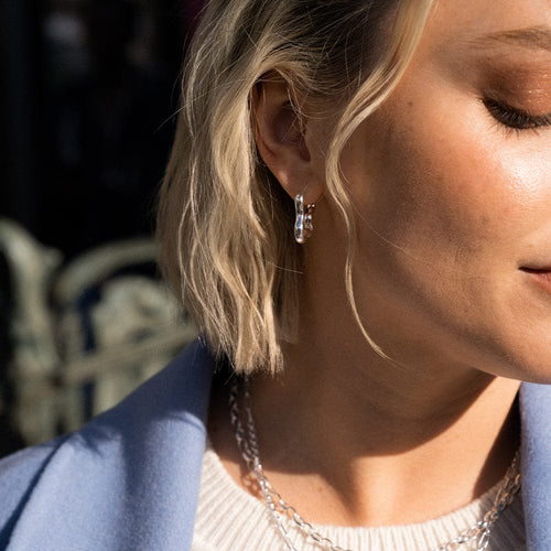 Recycled Silver Wavy Hoop Earrings