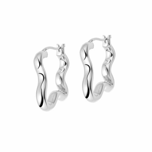 Recycled Silver Wavy Hoop Earrings