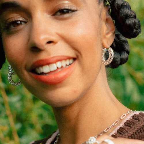 Recycled Silver Woven Hoop Earrings