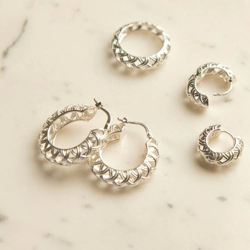 Recycled Silver Woven Hoop Earrings