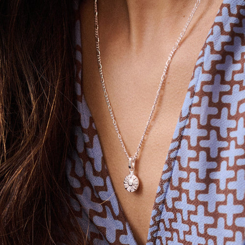 Recycled Sterling Silver Sun Pendant Necklace