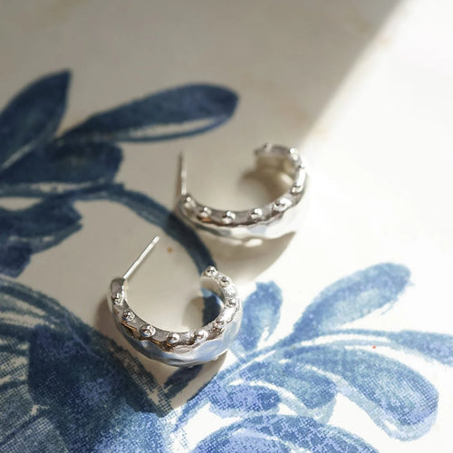 Silver Bobble Hoop Earrings